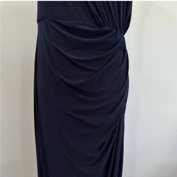 Mac Duggal 67858 Ruffled One Shoulder Draped Gown Navy Blue 16 - Picture 3 of 7
